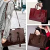 Vintage Crocodile-Pattern Large Capacity Tote Bag