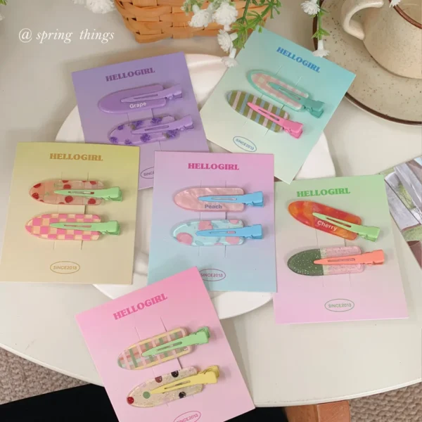 2/4pcs Candy Color Fruit Hair Bang Clip Summer Hairpin No Crease Sc51277486c804b589612a85fe1c79065M