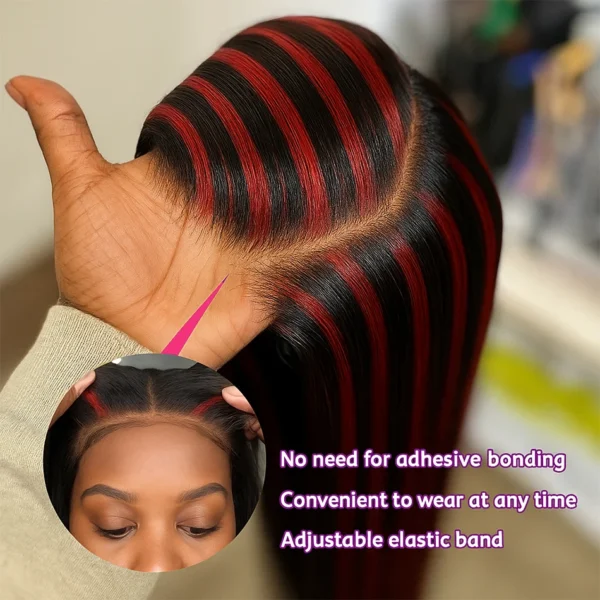 200% Upgraded 1B/99J Black With Red Bone Straight 5x5 Highlight Wig Sc58d3fd6130543afb4c7fe67514e48697