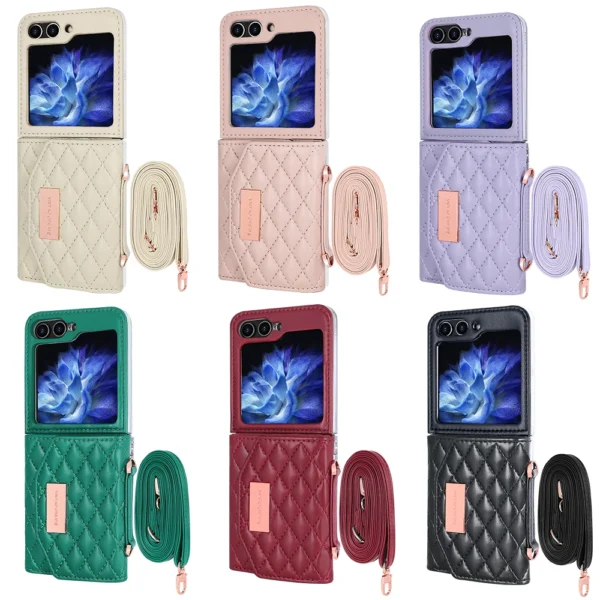 VIETAO Pink Crossbody Strap Phone Cover for Samsung Galaxy Z Flip Sc5f09845d1b44fb1a59202217bb537ca8