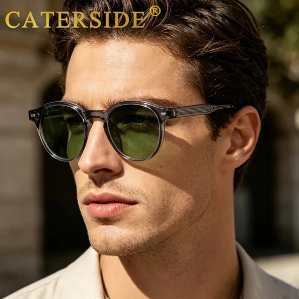 Caterside Polarized Round Sunglasses Men TR Frame Core Insert Leg Sun Sc7ce256e1c604ebc8251fcc72d9a3480D