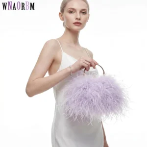 Ladies' 100% Ostrich Feather Bag, Fashionable Feather Bag, Multi-Color Handheld Fashionabl