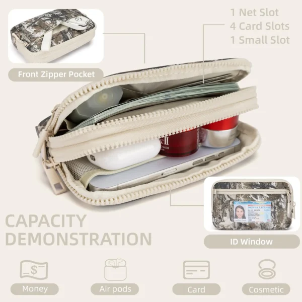 Wristlet Wallets for Women Nylon Quilted Wallet with 4 Zippers, Travel Sca65ea5bb47644bc9aea62f32a4ca4baP