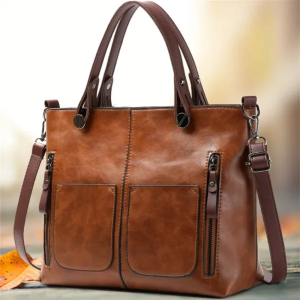Europe America Retro Leather Handbag Shoulder Bag, Two Pocket Zipper Tote Scb79d65c696a4765af9dffb1056adfb3P