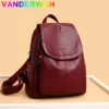 Women's Soft Faux Leather Shoulder Backpack