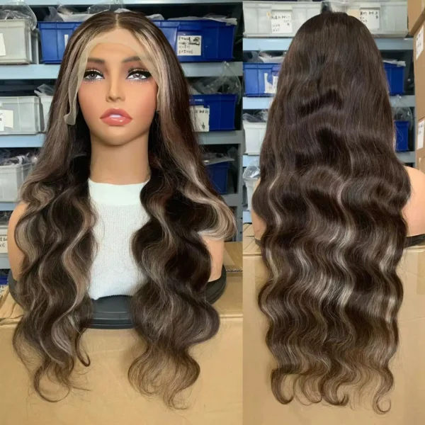 Brown Highlight Blonde Body Wave Wig, 13x6 Lace Sd020477f537849e1831f36f00b99eebaQ