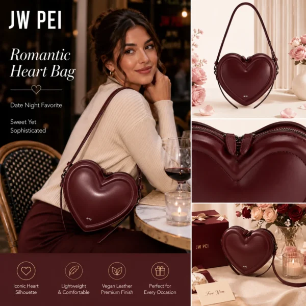 JW PEI Arlene Heart Shape Shoulder Bag: 3D Vegan Leather Crossbody Sd09fbba984864d9bad1aaa860cacfc7cR