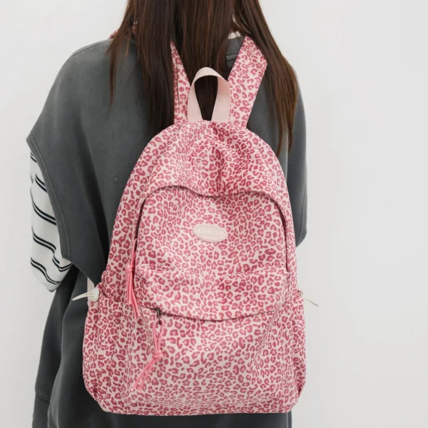 Leopard Print Suede School Backpack for Teens Sd2e38009caba45489b2acb52fa92b9a4K