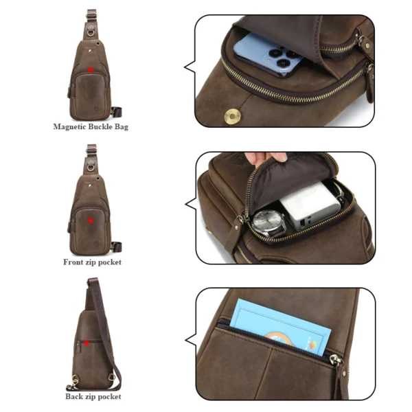 SCHLATUM 100%Genuine Leather Chest Bag Casual Triangle Crossbody Design Travel Shoulder Sd403049acc43495392d6799751600e4dq