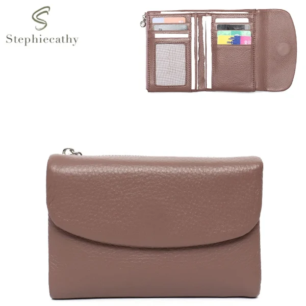 Women‘s Minimalist Short Wallet Classic Real Leather Magnet Flap Trifold Coin Sd51fd564f77f4ecea1b66fe0de9b1431L