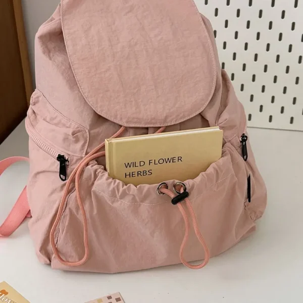 Korean-Style Lightweight Nylon Drawstring Backpack Sd7a1d9a9fd8a430db2b011eef9541b666