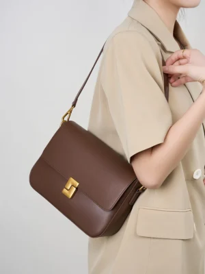 Genuine Leather Small Square Bag For Women Crossbody Bag 
