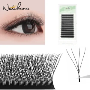 NATUHANA W Shaped 4D 5D 6D Clover Eyelash Extensions Individual Premade