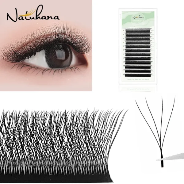 NATUHANA W Shaped 4D 5D 6D Clover Eyelash Extensions Individual Premade Sda368090a09b427ebe376774c2e2c6add