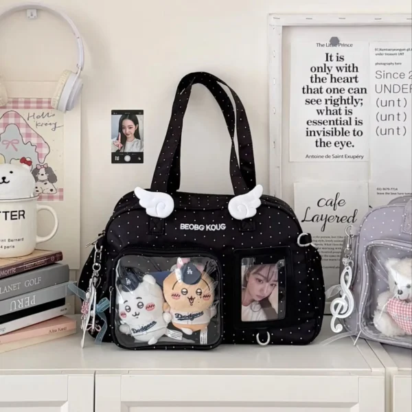 Minimalist Solid Color Ita Bag Polka Dot Wing Decor Shoulder Crossbody Sda9609f27ecf4e4fb8aa94ecc4a5b3ab3