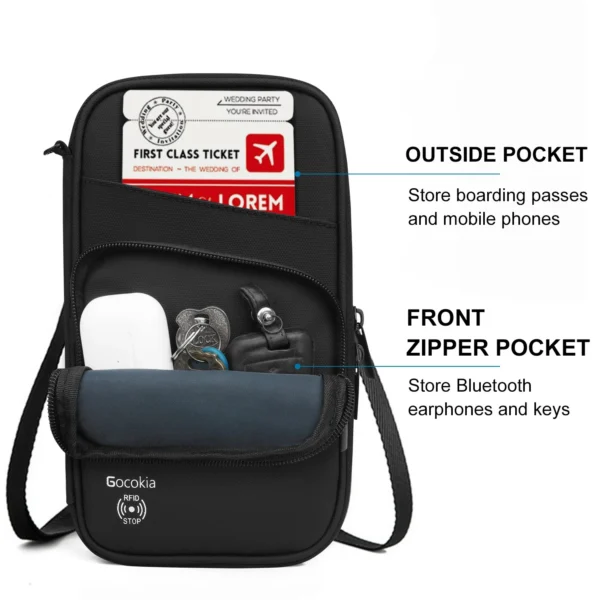 Multi-Pocket Family Passport Holder with Shoulder Strap Sdb027f110886428cbc51d767d852bb41K