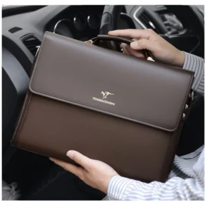 Leather Briefcases For Men Work Business Tote Bolsas Black Handbag Shoulder