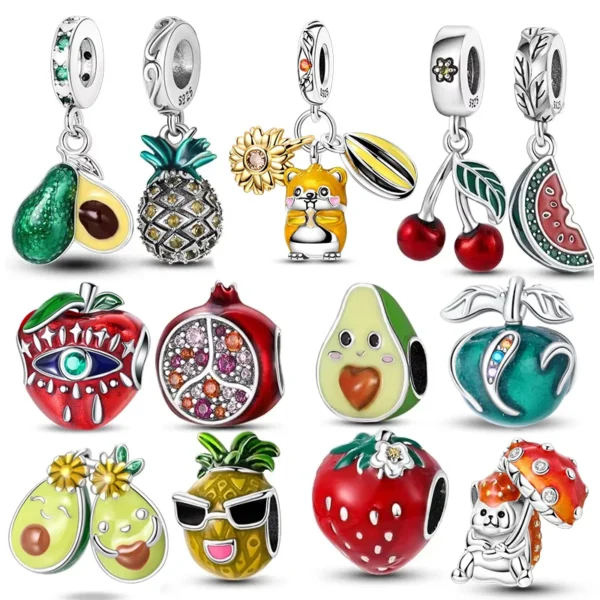 Strawberry Charm Avocado Beads For Original Brand 3mm S925 silver-tone Sdca9d21d6e0d4d00a6abecb8e5aa7fd3y
