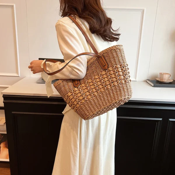Women's Woven Rattan Straw Shoulder Bag Sde859a37d54a4d2087ae4cbb5c2022ef6