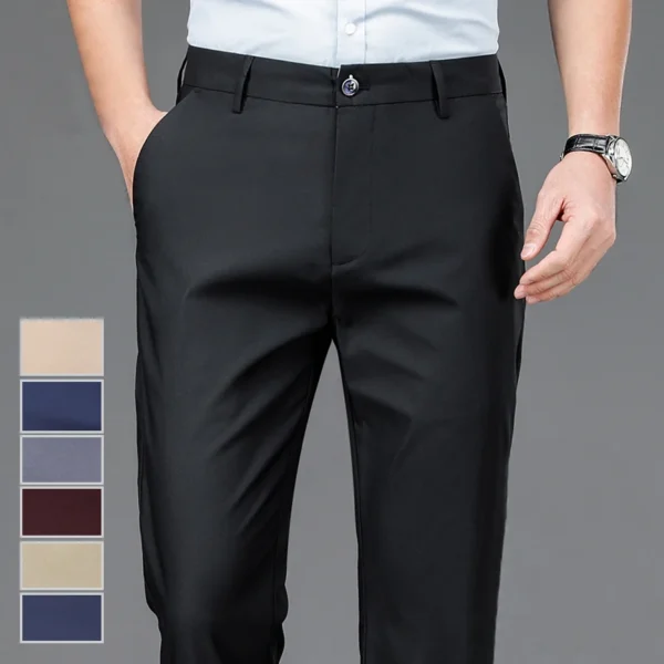 Male Pants Stretch Solid Black Smart Casual Men's Trousers Office Quick Sdeef406dc36740ee95925fa60d644d6aJ