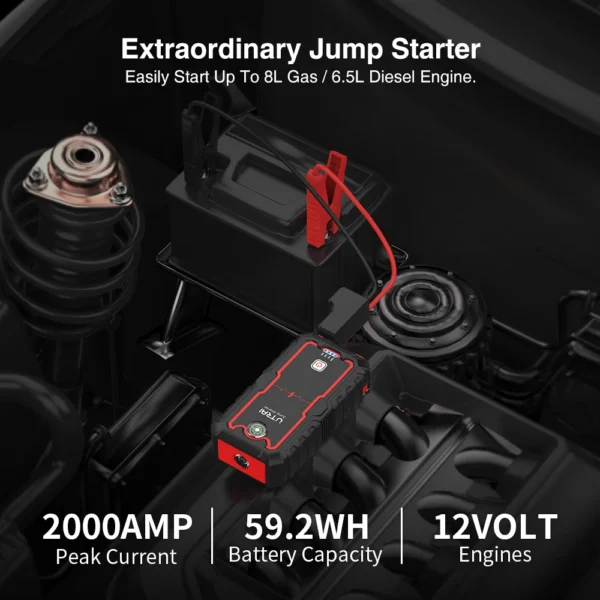 2000A Portable Power Bank Car Jump Starter, 12V Sdf8bdad1afb1458ba12d8bd425d38ec6E