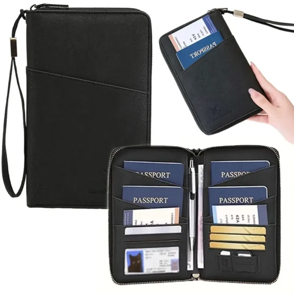 RFID Blocking faux leather Family Passport Travel Wallet
