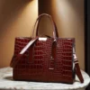Vintage Crocodile-Pattern Large Capacity Tote Bag