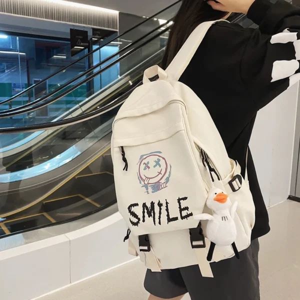 Pocket Front Backpack, Preppy Style Solid Color Nylon Bookbag, Kawaii Large Se3cf038652a34777bca060a40520fb0af