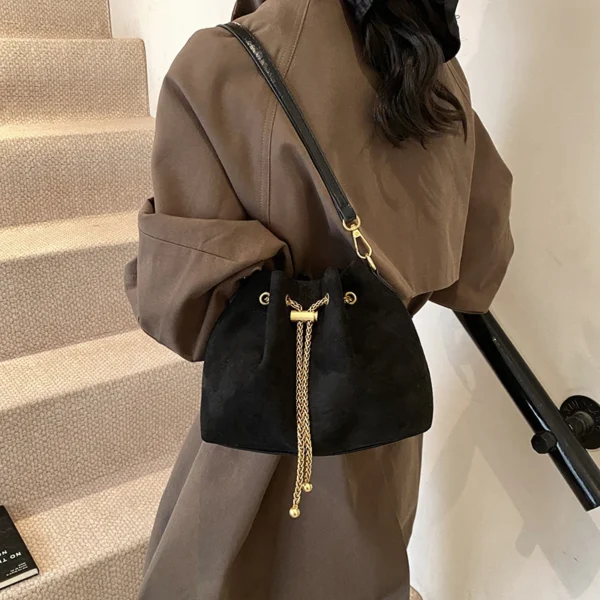 Faux Suede Crossbody Bag for Women, Solid Color Se57e8508d869484daf0bff9acebc1fa96