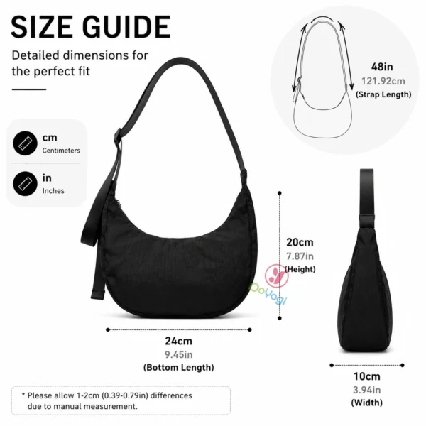 Nylon Medium Crescent Crossbody Bag, Adjustable Strap Se5ebe6a30a0e46069a345fae0206b3ddo