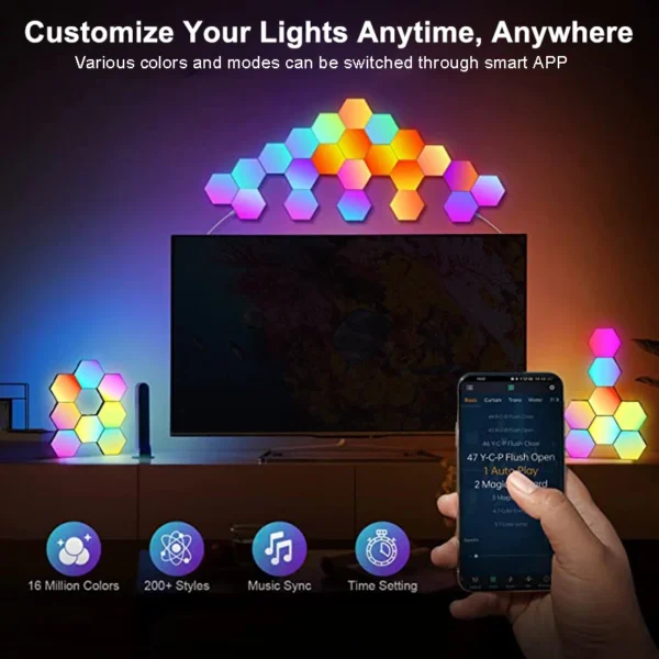 RGB LED Hexagon Light Bluetooth Indoor Wall Light APP Remote Control Se7221ecabb3f4341acf3635686a550ea2