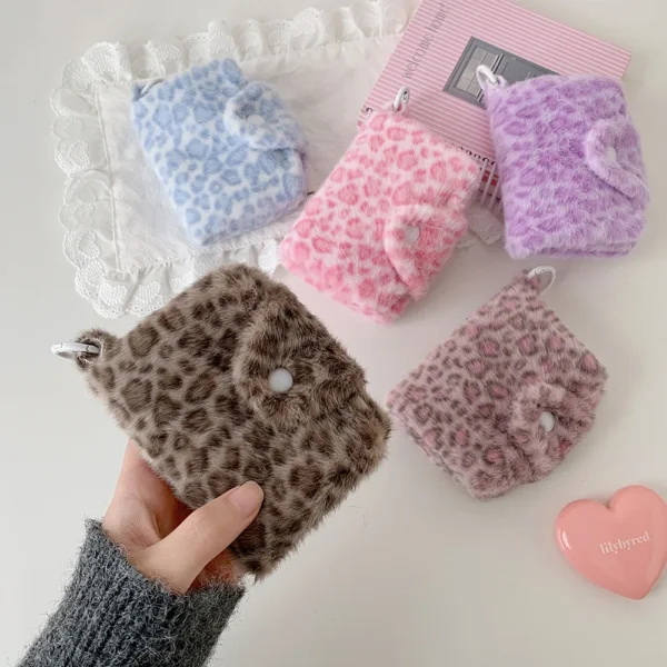 Girl Plush Leopard Pattern Card Bag Zipper Coin Purse High Beauty Se9353f9b78e6462e9bc7c114476ece483