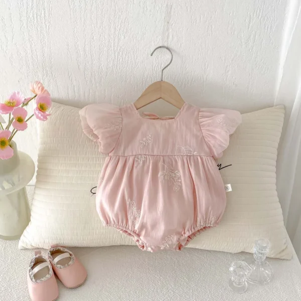 Summer new baby girl jumpsuit cute bubble sleeve embroidered cotton jumpsuit, Se9e525596f0b464286989c338cfb05eck