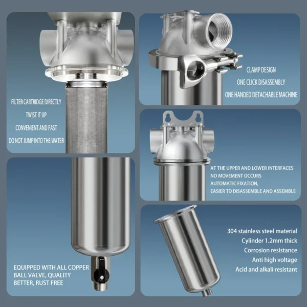 Whole House Sediment Water Filter System, 40 Micron, Stainless Steel Sea73622739b34897a54fd86923c11f37m
