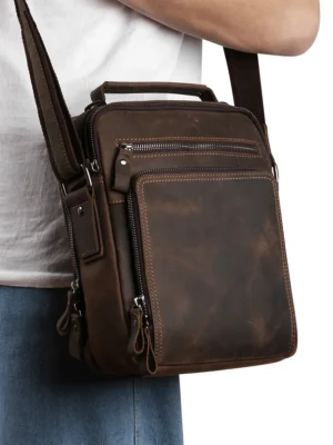 Men's Faux Leather Crossbody Messenger Bag