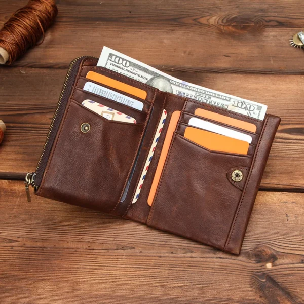 CONTACT'S Genuine Leather Men Wallet Short Bifold Vintage Senior Purse Brand Sed485185f8bc4ba993df55777aacd8ffG