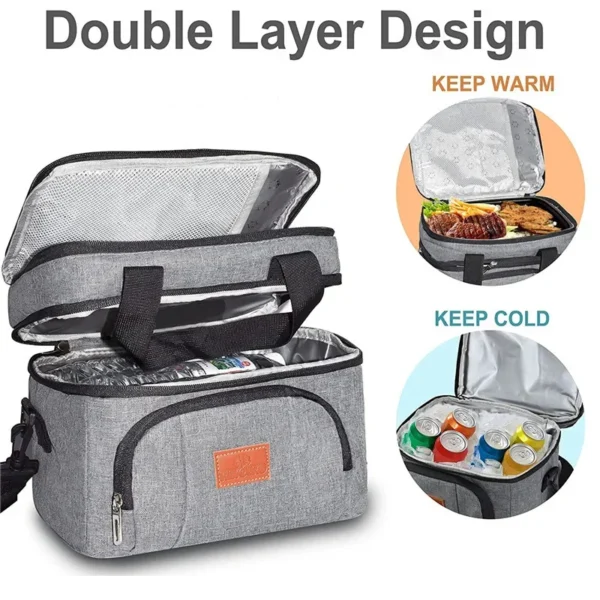 Insulated Double-Layer Tote Cooler Bag - Large Capacity Lunch Box Women/Men, Seea987d1d392412ba2a738880586f8dcY