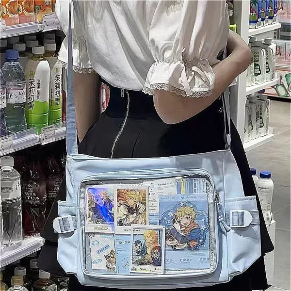 New Japan Style Transparent Postcard Display Shoulder Women Badge DIY Decoration Sef92ac1d1bc64150b3d40a9ecfa6b4a3E