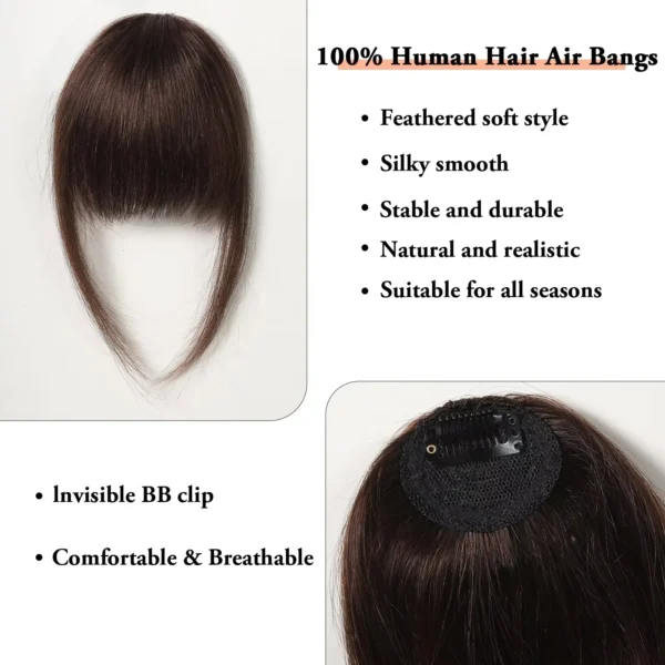 100% Human Hair Bangs Natural Brown Wispy Bang Hair Clip in Sf13aeb86d6c743af917b07edd2a7aa29B