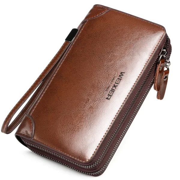 Men's Long PU faux leather Wallet with Double Zipper Sf1ab8b77598e4a41b206be5f309eecbbB