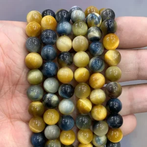 Natural Stone Round Beads Smooth Dream Fantasy Tiger Eye DIY Charms