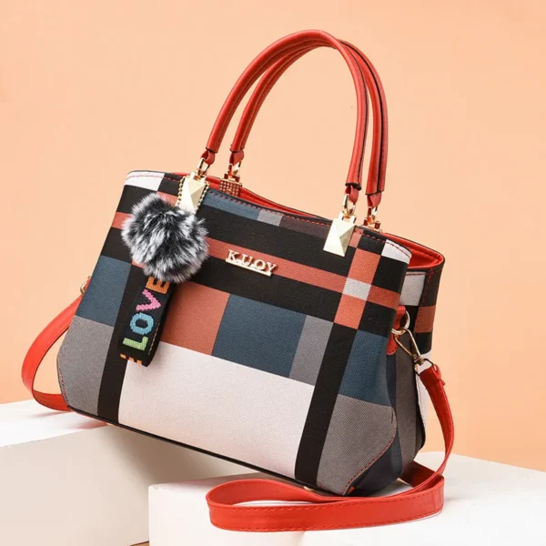 Elegant PU faux leather Messenger Crossbody Bag with Pom-Pom Charm Sf3f2d3ef04eb4074aa7ad63fafba92e8e