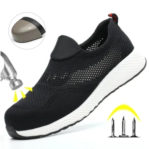 Breathable Safety Shoes Man Steel Toe Anti-Puncture Reinforced Sole Men's Work