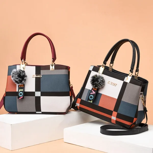 Elegant PU faux leather Messenger Crossbody Bag with Pom-Pom Charm Sf61151f5c2c6428c99f20987de6b258cE