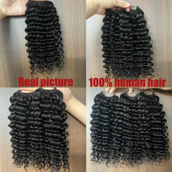 Deep Wave Feather Crochet Human Hair Pre-Separated Pre-Fluffed Water Curly Human Sf8b8dca83c1243a0848affaddb1a63a6J