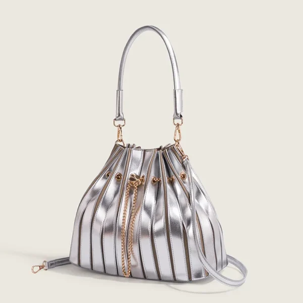 Fashion Pleated Women Bucket Shoulder Bag PU Leather Female Crossbody Bag Sf8f534139f2d455bb733068b31b0698aF