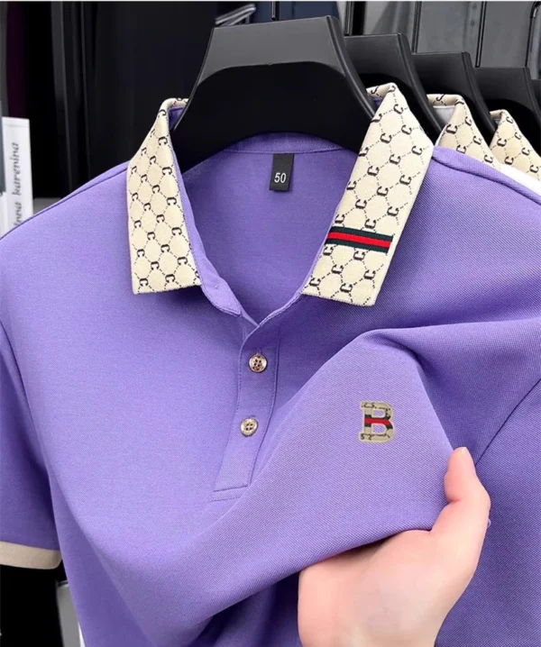 brand B letter embossed short sleeve polo shirt men summer lightweight Sfba67831d3124ed5b695ba04db49d8178