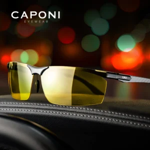 CAPONI Night Vision Men's Sunglasses Driving Sports Photochromic UV400 HD Sun
