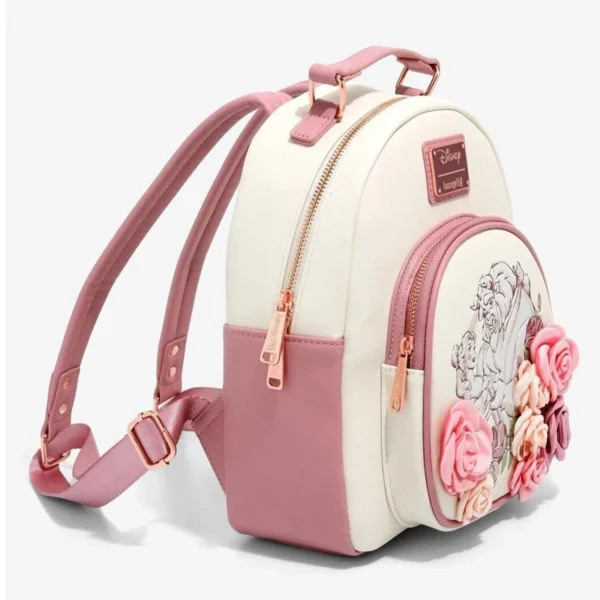 Beauty & Beast Princess Belle Flowers White Pink Wallet Mini Backpack Sfe0fe2a61f1d44d88733357618bff802t