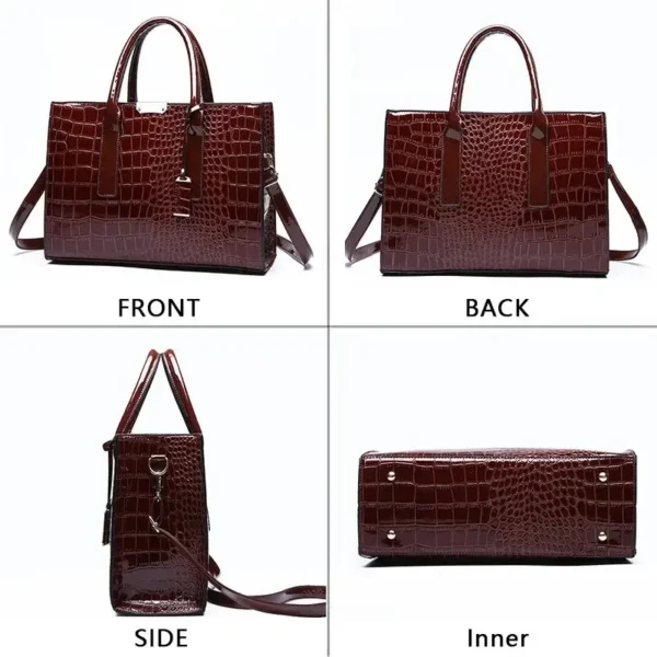Vintage Crocodile-Pattern Large Capacity Tote Bag